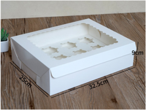 Hộp cupcake với cửa sổ PVC bao bì bánh cupcake tàu sân bay cho hộp tráng miệng 6/12 lỗ giấy trắng thực phẩm hộp bánh tùy chỉnh - Product Image 3