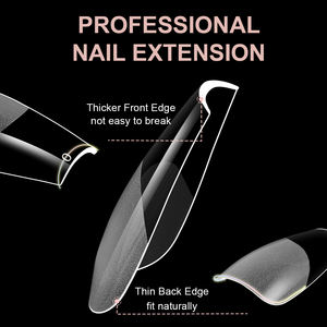 600 Stück kratz freie Nail Art-Platten Kurze lange, halb matte, transparente, gefälschte Nägel im französischen Stil Quadratisches Muster für Finger - Product Image 4