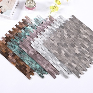 Ready to Ship 3D Mini Brick Peel and Stick Metal Mosaic Retro Bronze Green Brass Aluminium Mosaic <b>Tiles</b> for Interior Home Decor - Product Image 3
