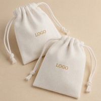 Pochette en coton sergé crème avec cordon de serrage, logo personnalisé, taille et couleur au choix, emballage cadeau pour bijoux, sac de rangement en coton