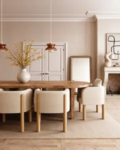 Muebles de comedor de lujo, juego de mesa de comedor de madera maciza, sillas de tela