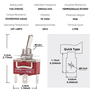 Interrupteur à bascule 3 positions certifié UL KC TUV CE, 15A 25A 250VAC, en plastique - Product Image 5