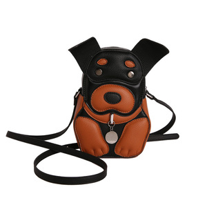 Venta al por mayor de fábrica: Bolso mini bandolera de PU con diseño de perro de dibujos animados en 3D, estilo moderno, para viajes, uso diario, campus y teléfono. - Product Image 3