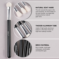 Ensemble de 15 pinceaux de maquillage pour les yeux en poils de chèvre naturels, logo personnalisé, haute qualité, pinceau à raser, manche en aluminium, pinceau pour estomper les fards à paupières