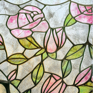 FANCYFIX Film de Fenêtre Statique 3D Rose de la Couronne, Échantillon Gratuit 100x45cm, Film Décoratif en <span class=keywords><strong>PVC</strong></span> pour Appartement - Product Image 1
