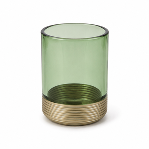 Juego de Accesorios de Baño de Lujo en Vidrio Verde con Detalles en Dorado, 5 Piezas: Dispensador de Loción, Vaso, Jabonera, Porta Toallitas y Bandeja - Product Image 5