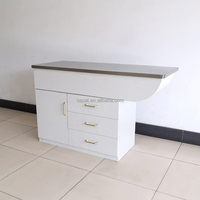 Table de traitement vétérinaire OSCAT pour animaux de compagnie, plateforme de manipulation avec 3 tiroirs et 1 armoire, surface lisse anti-corrosion pour hôpital vétérinaire
