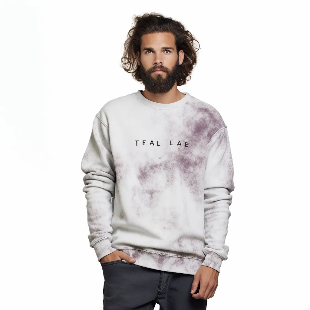 High quality 100% cotton acid wash slim fit embroidery sweatshirt for men