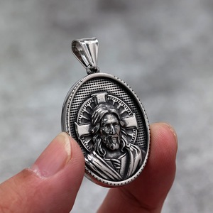 Stainless Steel Jesus Pendant Necklace Unisex Religious Gift Jewelry <b>Cross</b> Design Fashion Necklace - Product Image 4