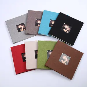 Linen Cover DIY Self Adhesive Scrapbook Memory Photo Album for 4*6 picture 8*10 picture for Valentines Day Birthday Gifts