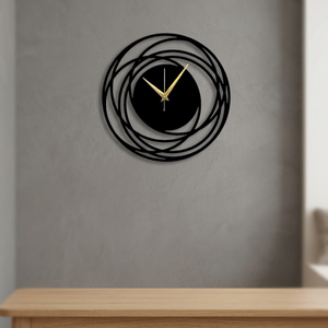 <b>Modern</b> Black Metal Abstract Circular <b>Wall</b> <b>Clock</b> with Gold Hands Contemporary Decorative Round Silent <b>Wall</b> <b>Clock</b> for Living Room - Product Image 5