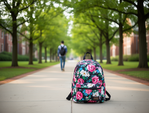 Zaino Floreale di Media Capacità con Chiusura a Cerniera e Tracolla, per Scuola e Uso Quotidiano, Adatto a Tutte le Stagioni, in Poliestere - Product Image 2