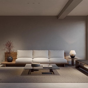 Sofá Minimalista de Madera Maciza en Forma de L, Tapizado con Relleno de Espuma, Muebles para Sala de Estar - Product Image 1