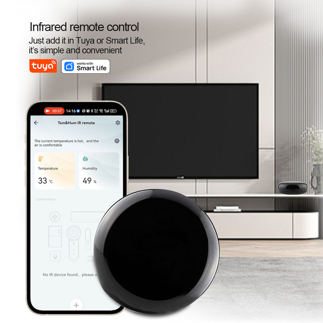 WiFi Wireless Smart Home APP Voice Control Universal IR RF Remote with ABS Material Universal Remote Control for Smart Home