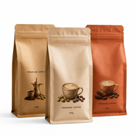 Sachet de café personnalisé imprimé mat à fond plat, refermable avec fermeture éclair, emballage alimentaire en plastique de qualité supérieure pour cardamome arabe