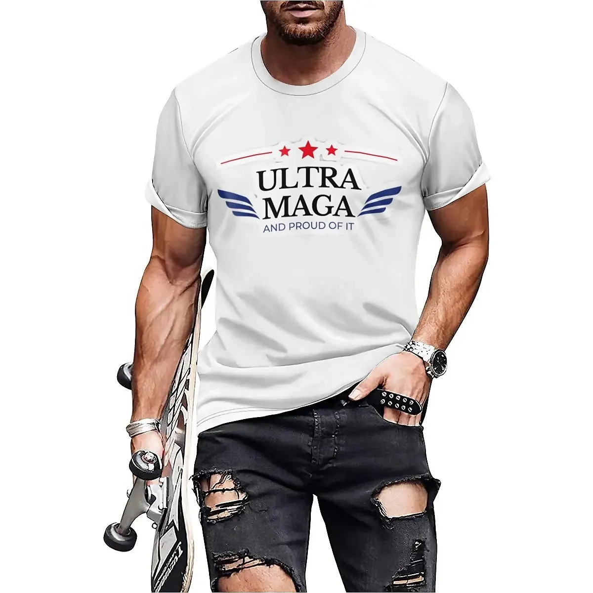 Kaus kustom pria tim besar kampanye Amerika logo kustom tren mode desain baru populer grosir