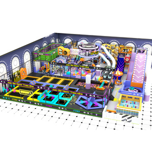 Overdekte, levendige trampolinepark met meerdere niveaus, speeltuin voor kinderen met glijbaan en ballenbak voor commerciële attractieparken - Product Image 2