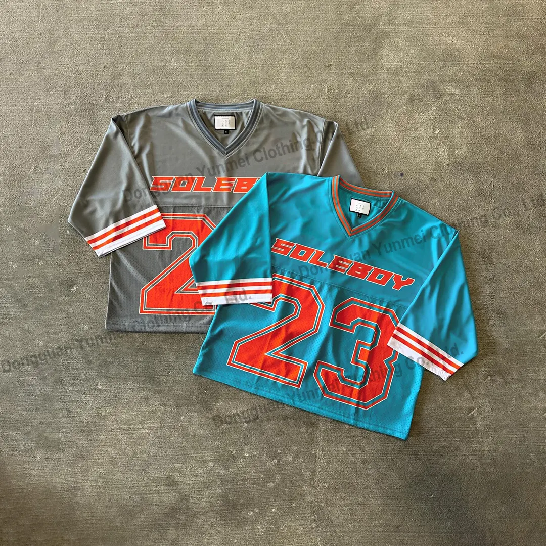 Custom V-Hals Zeefdruk T-Shirts Snel Droog Oversized T-Shirts Boxy Mesh Voetbalkleding Basketbal Voetbal Jersey T-Shirt Voor Mannen