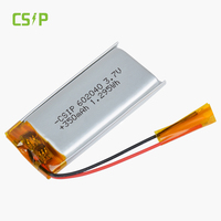 Batterie Li-Polymère 602040 350mAh 3.7V, Batterie Polymère Lithium-Ion Souple LP602040, Batterie Li-Po Ternaire 6022040 350mA