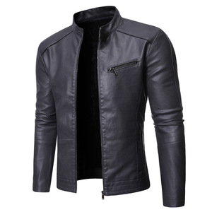 <span class=keywords><strong>Chaqueta</strong></span> <span class=keywords><strong>de</strong></span> Motociclista <span class=keywords><strong>de</strong></span> <span class=keywords><strong>Cuero</strong></span> PU Original al por Mayor Otoño Invierno 2022, Abrigo Vintage <span class=keywords><strong>de</strong></span> Corte Entallado para <span class=keywords><strong>Hombre</strong></span> en Negro - Product Image 1