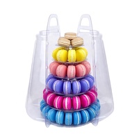 Vente flash : Tour à macarons à 6 étages, support à cupcakes en plastique transparent avec étui de transport pour la présentation de desserts de mariage