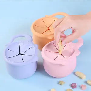 Draagbare Anti-Drip Silicone Baby Snack Drink Container Houder Peuter Sippy Kom 2 In 1 Inklapbare Kid Baby Siliconen snack Cup