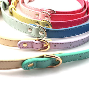 Set collare e guinzaglio per cani regolabili per cuccioli in morbida pelle <span class=keywords><strong>PU</strong></span> imbottiti fatti a mano OEM/ODM - Product Image 5