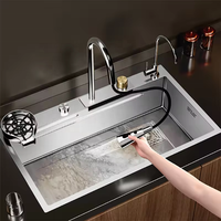 Évier de cuisine 30 pouces avec robinet cascade intégré en acier inoxydable, évier cascade multifonctionnel pour comptoir de cuisine