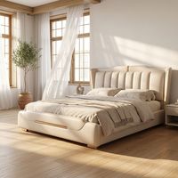 Juego de Muebles de Dormitorio Modernos para Apartamento, Cama King-Size Ecológica, Duradera, Ajustable y Suave, con Marco de Madera, Directo de Fábrica