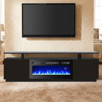 Soporte de TV con Chimenea Electrónica de Madera de Diseño Moderno y Lujoso con Control Remoto de 71'' para Sala de Estar