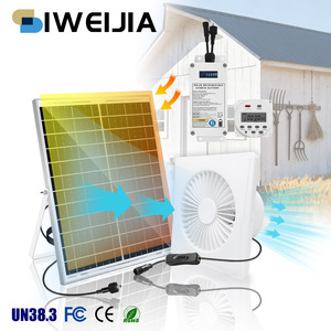 Duurzame waterdichte 8-inch zonne-aangedreven wandventilator met 2 kogellagers, timer, 4A batterij, 25W, OEM ODM, geschikt voor pluimveestallen en schuren, betrouwbaar - Product Image 1