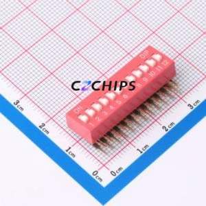 DT-12HT DIP Switch Through hole Component (THT),P=2.54mm Switch Flat Toggle, Raised Type Single Pole Single Throw 12 2.54mm - Product Image 1