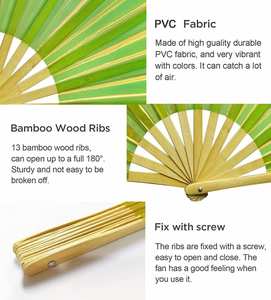 Nouveauté 2023 : Grand ventilateur à main en bambou avec lumière UV néon, artisanat, rafraîchisseur - Product Image 2