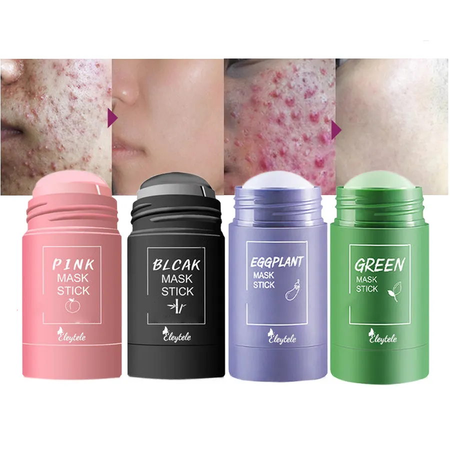 Private Label Face Clay Mask Skin Care Beauty Products Eggplant Purifying Mask Facial Clay Mud Solid Green Tea Mask Stick Set