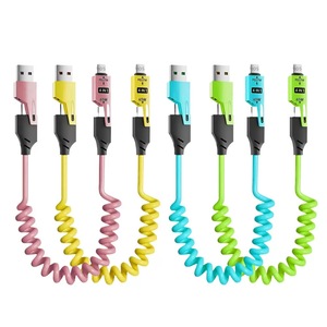 Cavo di Ricarica Universale Retrattile 4 <span class=keywords><strong>in</strong></span> 1 Tipo <span class=keywords><strong>C</strong></span> da 65W <span class=keywords><strong>in</strong></span> Silicone a Spirale per Auto, Ricarica Rapida - Product Image 4