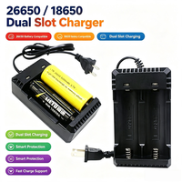 Chargeur de batterie Li-ion à double fente, spécialement conçu pour les batteries au lithium 18650 26650 3.7V, charge intelligente, protection contre les surcharges et les surtensions