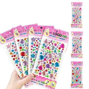 Benutzer definierte Hot Sale Gem Kristall Acryl Strass Aufkleber für Kinder Dekoration Kreative DIY Aufkleber für Schrott Buchung