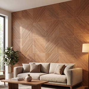 Pannelli <span class=keywords><strong>Acustici</strong></span> in PET con Scanalatura a V Effetto Legno, Alta Assorbenza Sonora NRC, Pannelli Decorativi per Pareti, per Home Theater/Ufficio/Ospedale/Appartamento - Product Image 6