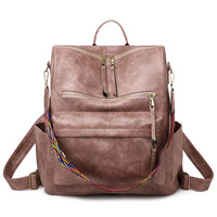 PU cuir imprimé léopard rétro mode doux imperméable fermeture à glissière Polyester décontracté nouveau Style convertible sac à dos pour les filles