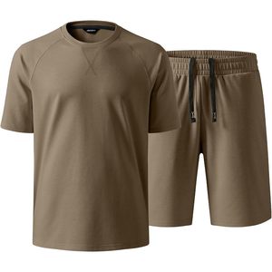 FOXA Mens Casual Oversized Short <b>Set</b> 2 Piece Summer Outfit Raglan Sleeve T-Shirt And Shorts Tracksuit Breathable Cotton - Product Image 5