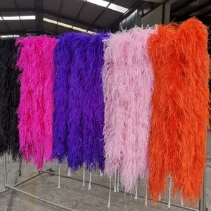 DIY Ostrich Feather Boas Wholesale Price 4 Ply Bleached White Wedding Ostrich Feather Boas Fluffy Feather