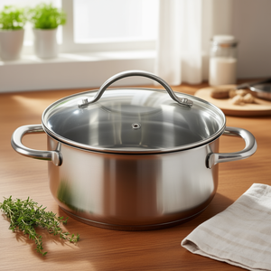 KARL KRGER Roasting Pot 2.5 L Stainless Steel <b>With</b> Glass <b>Lid</b> For Even Cooking - Product Image 3