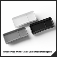 Organisateur de console centrale en silicone souple et durable pour Tesla Model Y 2025 (version rafraîchie) - Boîte de rangement pour tableau de bord ETC