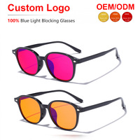 Kacamata Anti Cahaya Biru Sunray Refined Square Oval TR Full Rim Frame Lensa Merah Berwarna Diamond Rivet Slim Temple Unisex OEM