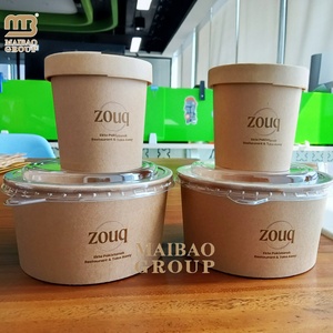 Vente en gros de gobelet rond jetable en papier kraft chauffant, bol à salade en papier avec logo et impression personnalisée et étanche avec couvercle en PE - Product Image 6