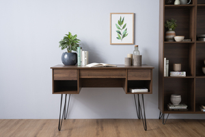 Sleek Walnut Finish SAMOS Working Desk Metal Frame Professional Computer Table for Home Office and Executive Study Room - Product Image 6