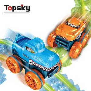 Magical Glowing Race Track Assemble Model Set 360 Stunt Loop Flexible DIY Electric Dinosaur Rail Car Play Set Toys for Kids