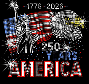 USA 250th Anniversary/American 250 Venta al por mayor Motivo patriótico de diamantes de imitación termoadhesivos para el 250 Aniversario de EE. UU. - Product Image 2