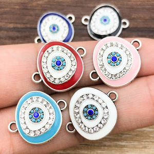 Pendentif œil porte-bonheur ovale en zircone cubique, accessoires de bijoux DIY, composants en alliage multicolores pour projets créatifs - Product Image 2
