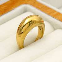 Cincin Band Vintage Tebal Lapis Emas 18K dari Baja Anti Karat untuk Wanita, Anti Luntur, Dapat Ditumpuk, Perhiasan Minimalis